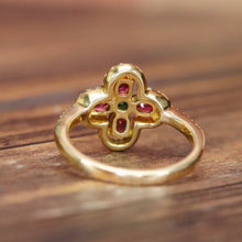 Load image into Gallery viewer, Rhodolite and diamond ring in 14k yellow gold