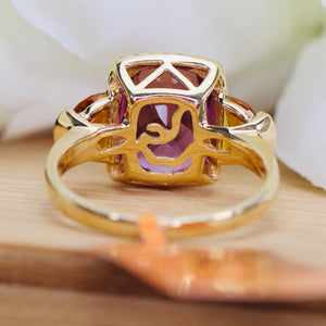 Citrine, amethyst, and diamond ring in 14k yellow gold by Effy