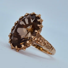 Load image into Gallery viewer, Vintage large Smokey Quartz ring in yellow gold