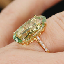 Load image into Gallery viewer, 7.85ct oval prasiolite and diamond ring by Effy in 14k yellow gold