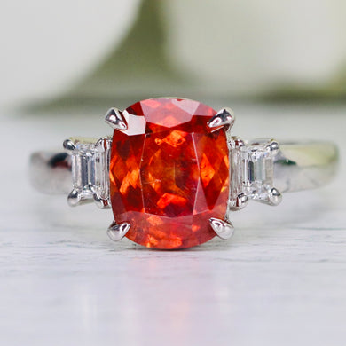 Rare gem sphalerite and diamond ring in platinum