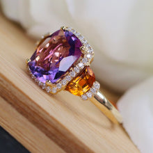 Load image into Gallery viewer, Citrine, amethyst, and diamond ring in 14k yellow gold by Effy