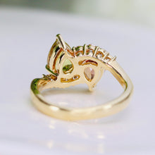 Load image into Gallery viewer, GIA fancy sapphire and diamond toi et moi ring 18k yellow gold