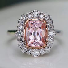 Load image into Gallery viewer, Morganite and diamond ring in 14k white gold