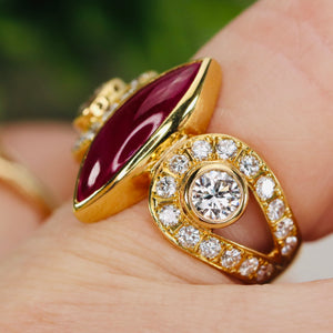 GIA Burma Ruby & diamond ring in 18k yellow gold