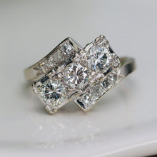 Load image into Gallery viewer, Vintage diamond bypass ring in white gold