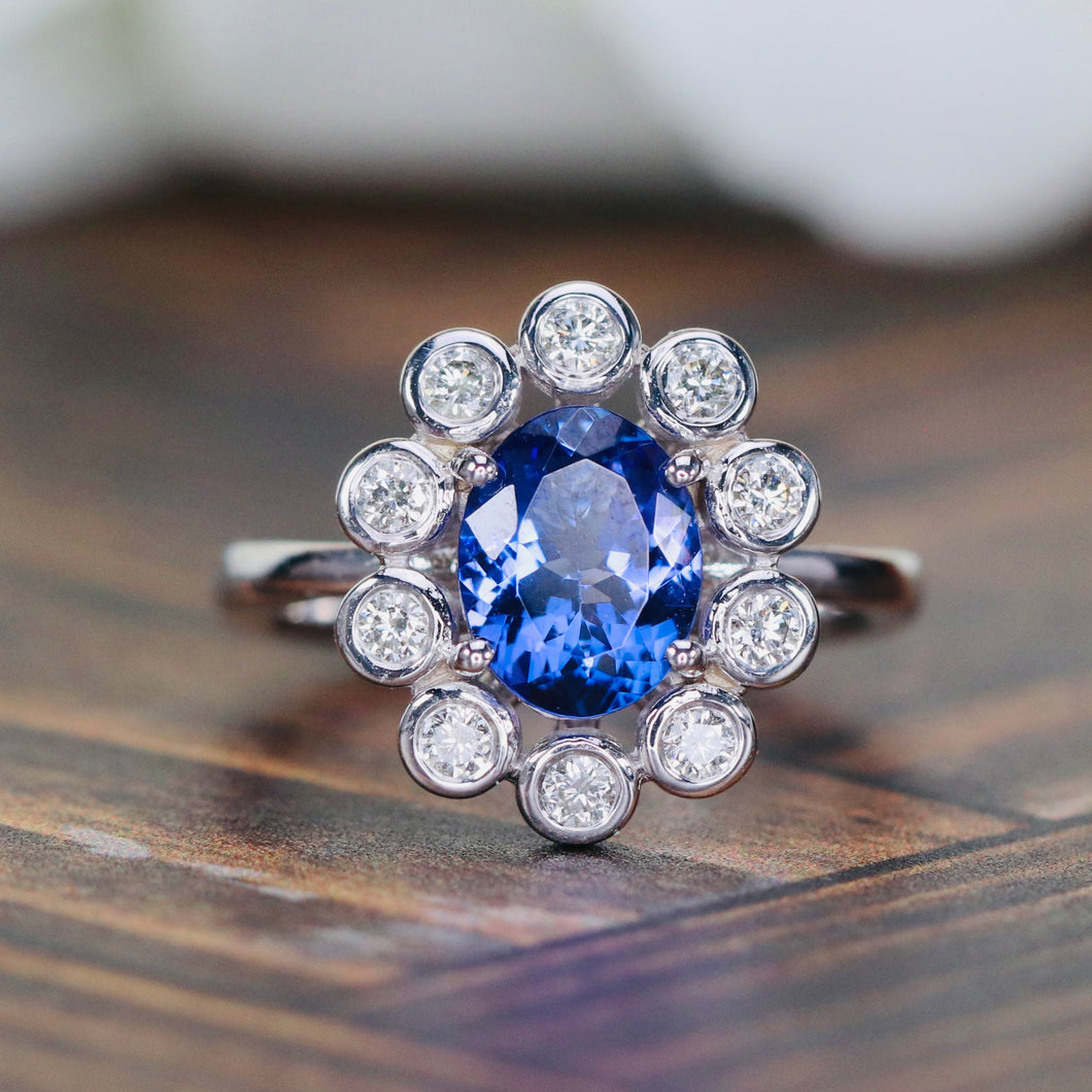 Tanzanite and diamond Ring in 14k white gold by Effy