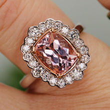 Load image into Gallery viewer, Morganite and diamond ring in 14k white gold