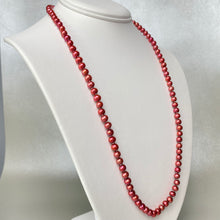 Load image into Gallery viewer, SPECIAL!  26” dyed red freshwater pearl strand necklace