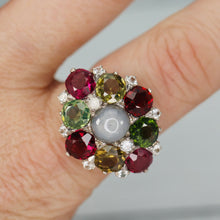 Load image into Gallery viewer, SPECIAL!  Huge multi gem cluster ring in yellow gold and silver