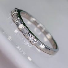 Load image into Gallery viewer, Estate platinum baguette and round cut diamond band