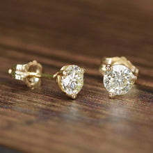 Load image into Gallery viewer, Diamond studs in martini settings in 14k yellow gold