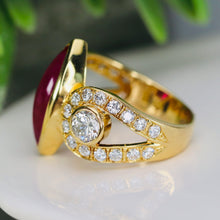 Load image into Gallery viewer, GIA Burma Ruby &amp; diamond ring in 18k yellow gold