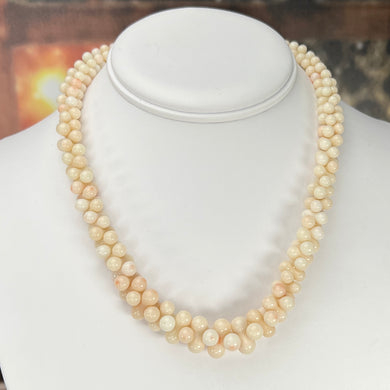 Vintage angelskin coral necklace with 14k clasp
