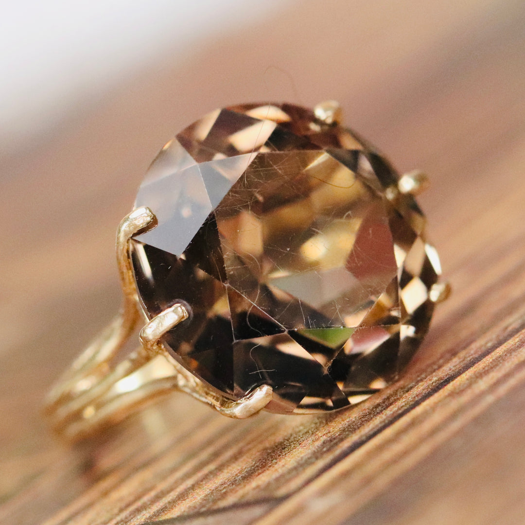 Vintage smokey quartz ring in yellow gold from Manor Jewels