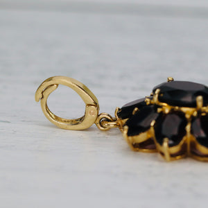Vintage 14k Yellow gold garnet cluster enhancer pendant