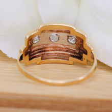 Load image into Gallery viewer, Vintage 3 diamond ring in 14k yellow gold