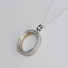 Load image into Gallery viewer, Diamond circle necklace in 14k white gold