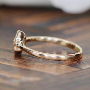 Hexagonal diamond ring in 14k yellow gold