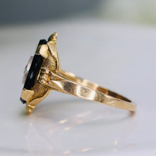 Load image into Gallery viewer, Classic vintage onyx and diamond ring in yellow gold