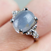 Load image into Gallery viewer, Vintage Star sapphire and diamond ring in 14k white gold