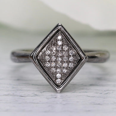 Kite shaped Diamond cluster ring in 14k White gold