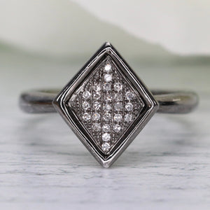 Kite shaped Diamond cluster ring in 14k White gold