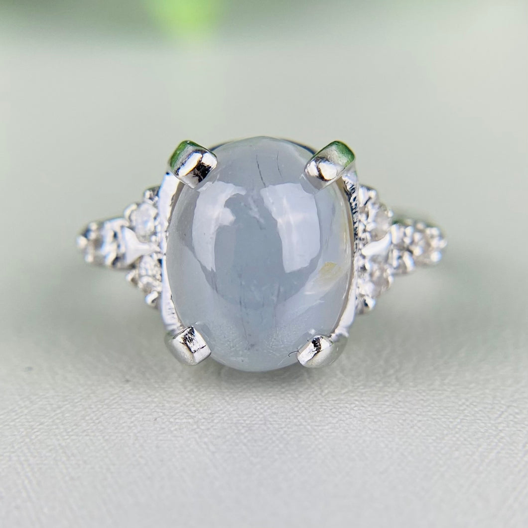 Vintage Star sapphire and diamond ring in 14k white gold