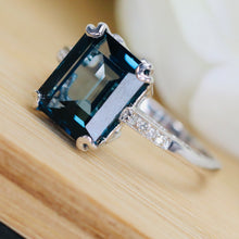 Load image into Gallery viewer, London blue topaz &amp; diamond ring in white gold