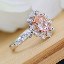 Load image into Gallery viewer, Morganite and diamond ring in 14k white gold