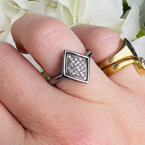 Kite shaped Diamond cluster ring in 14k White gold