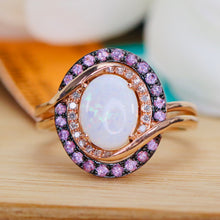 Load image into Gallery viewer, Opal, purple sapphire, and diamond ring in 14k rose gold by Effy