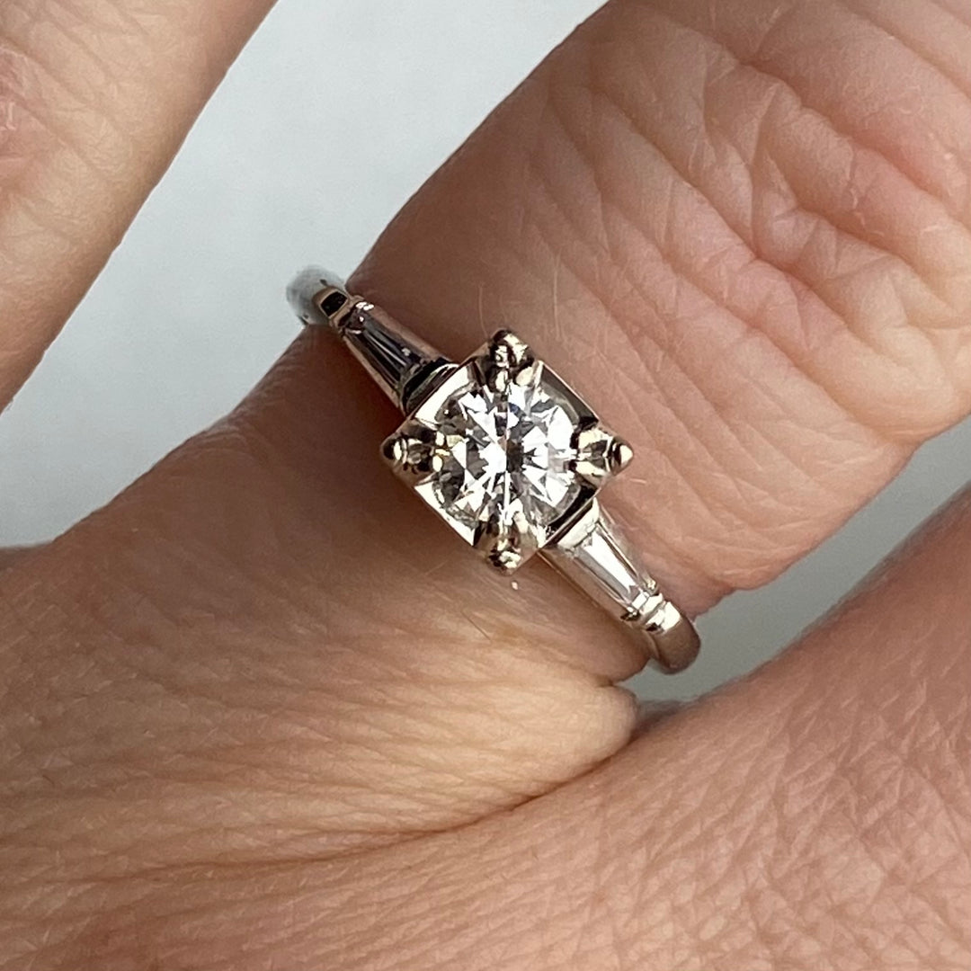 Vintage diamond solitaire ring in 18k white gold from Manor Jewels