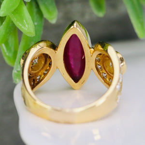 GIA Burma Ruby & diamond ring in 18k yellow gold