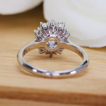 Load image into Gallery viewer, Vintage Emerald cut diamond cluster ring in platinum