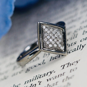 Kite shaped Diamond cluster ring in 14k White gold