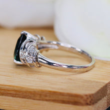 Load image into Gallery viewer, Estate chunky pear shaped green tourmaline and diamond ring in platinum