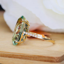 Load image into Gallery viewer, 7.85ct oval prasiolite and diamond ring by Effy in 14k yellow gold