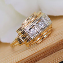 Load image into Gallery viewer, Vintage 3 diamond ring in 14k yellow gold