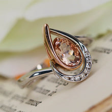 Load image into Gallery viewer, Morganite and diamond ring in 14k white and rose gold by Effy