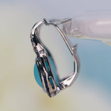 Load image into Gallery viewer, Estate Turquoise, Sapphire and diamond earrings in 18k white gold