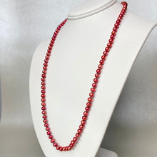 Load image into Gallery viewer, SPECIAL!  26” dyed red freshwater pearl strand necklace