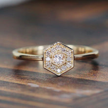 Load image into Gallery viewer, Hexagonal diamond ring in 14k yellow gold