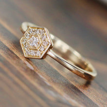 Load image into Gallery viewer, Hexagonal diamond ring in 14k yellow gold