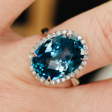 Load image into Gallery viewer, Exceptional London blue topaz and diamond ring by Effy in 14k white gold