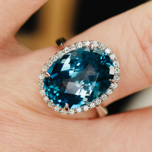 Exceptional London blue topaz and diamond ring by Effy in 14k white gold