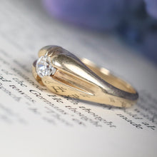 Load image into Gallery viewer, Vintage diamond belcher ring in heavy 14k yellow gold