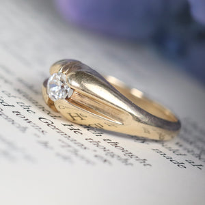 Vintage diamond belcher ring in heavy 14k yellow gold