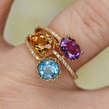 Load image into Gallery viewer, RESERVED: Multi gemstone and diamond ring by Effy in 14k yellow gold