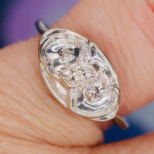 Load image into Gallery viewer, Double diamond Heart ring in 10k white gold